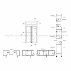 CỬA ĐI 2 CÁNH MỞ NGOÀI CÓ FIX - HỆ 55 TIÊU CHUẨN