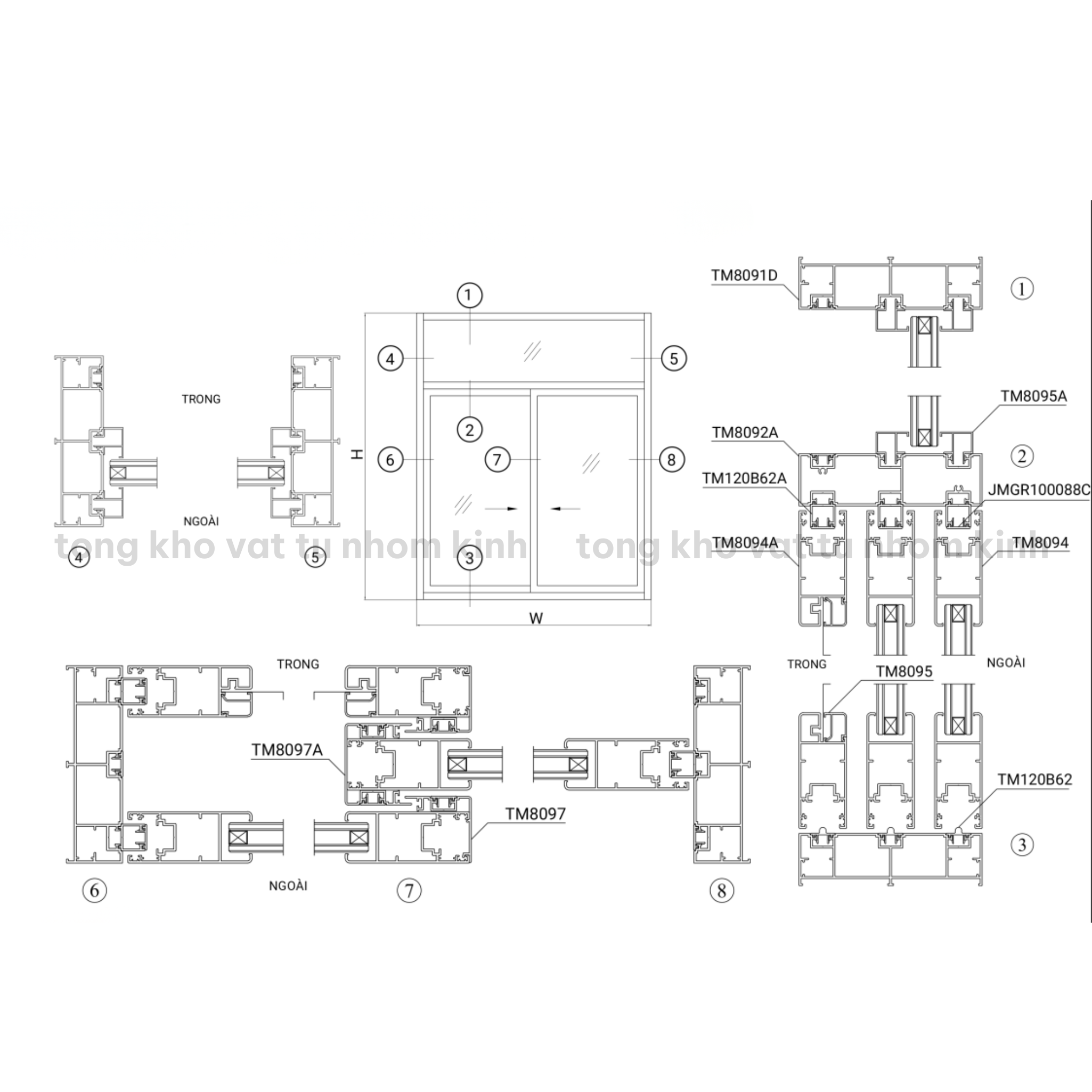 CỬA ĐI LÙA HỆ TM80