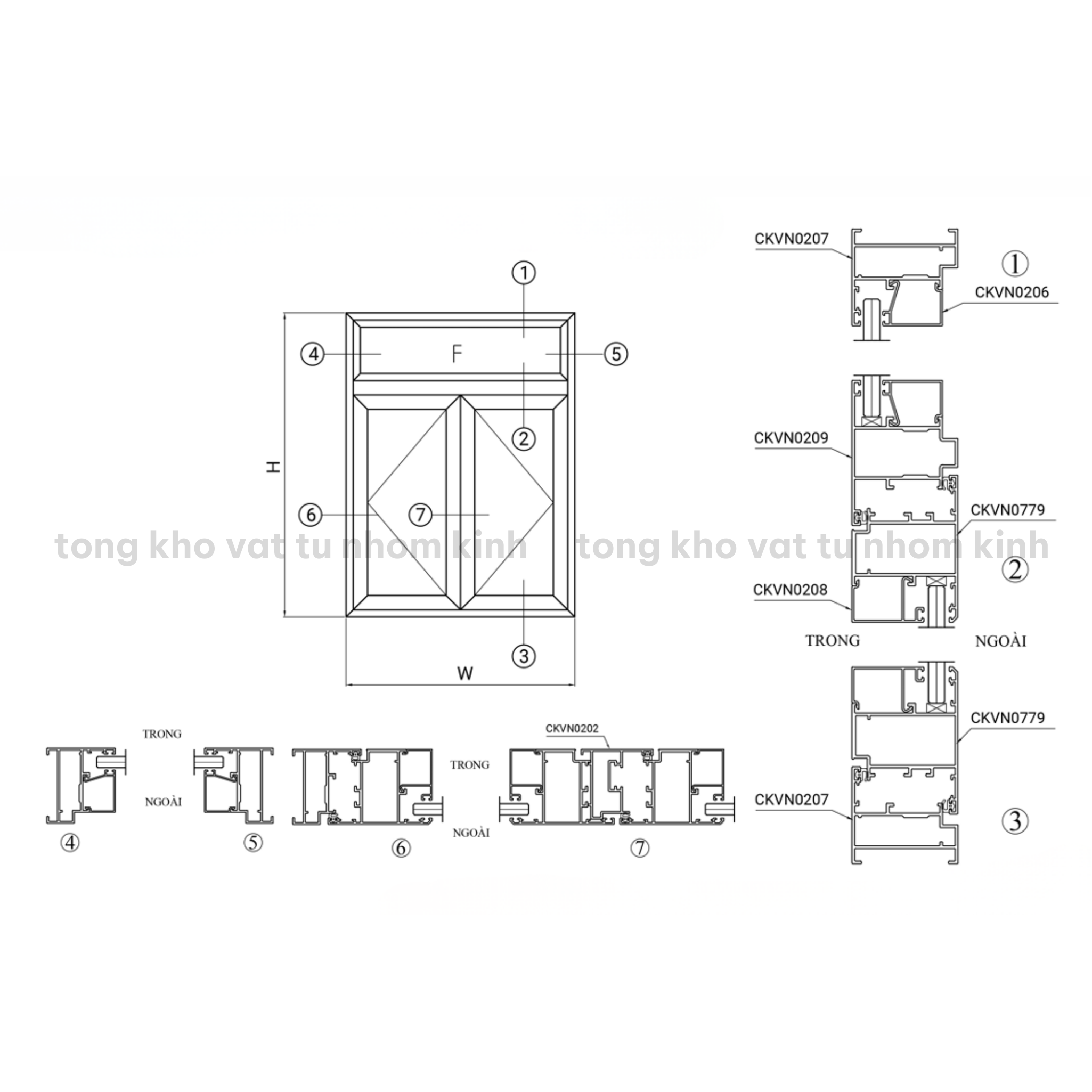 CỬA SỔ 2 CÁNH CÓ FIX - HỆ 55 TIÊU CHUẨN