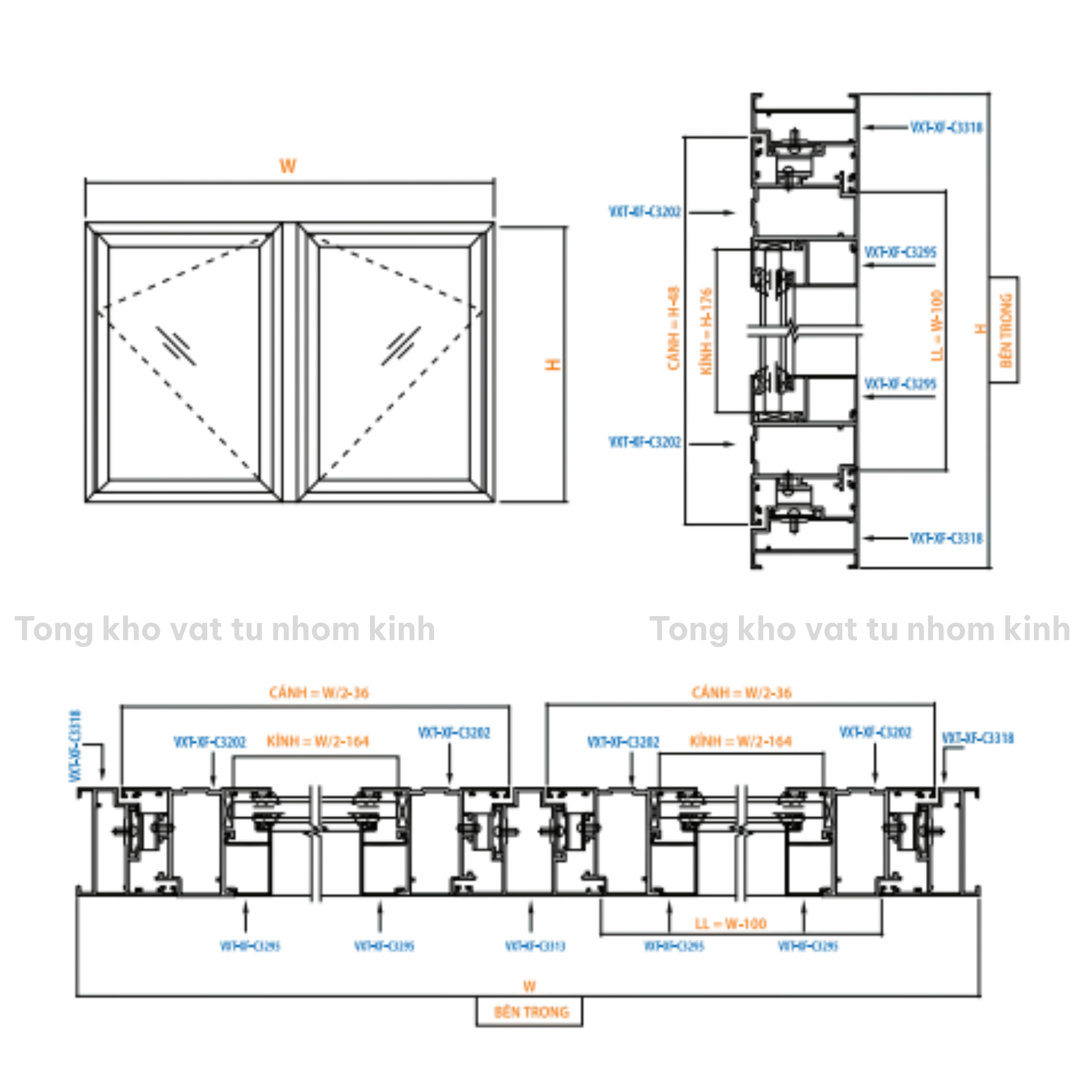 CỬA SỔ 2 CÁNH MỞ HÁT RA NGOÀI HỆ 55