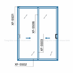 HỆ CỬA ĐI TRƯỢT XTDA 55 DÀY T=1.4MM